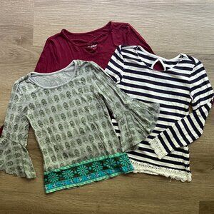 6/7 Vintage Justice Long-Sleeve Girls Tops Bundle